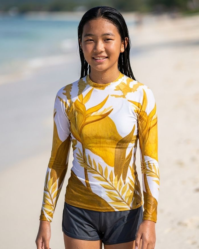 Rashguard — Girls Lemon Yellow Tropique
