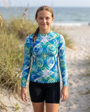 Girls Transformative Teal Prism girls youth rashguards