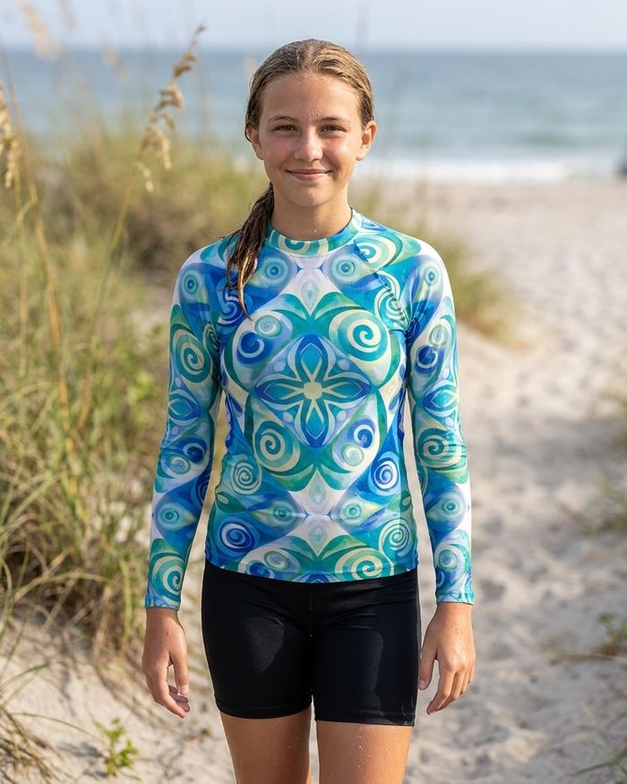 Rashguard — Girls Transformative Teal Prism