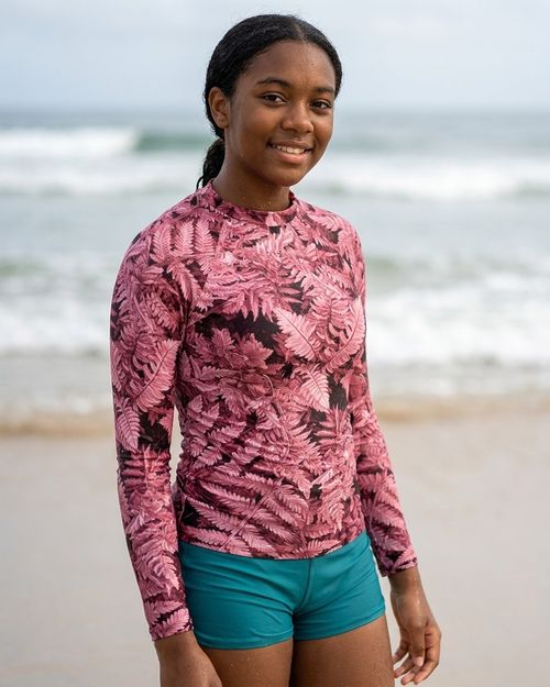 Girls Millennial Pink Verdant girls youth rashguards