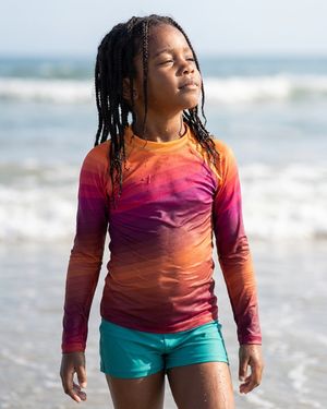 Girls Burnt Sienna Ripple girls rashguards