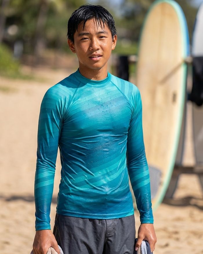 Rashguard — Boys Transformative Teal Ripple