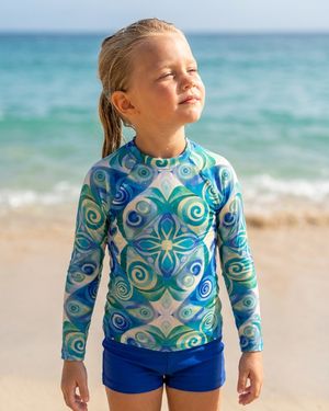 Girls Transformative Teal Prism girls youth rashguards