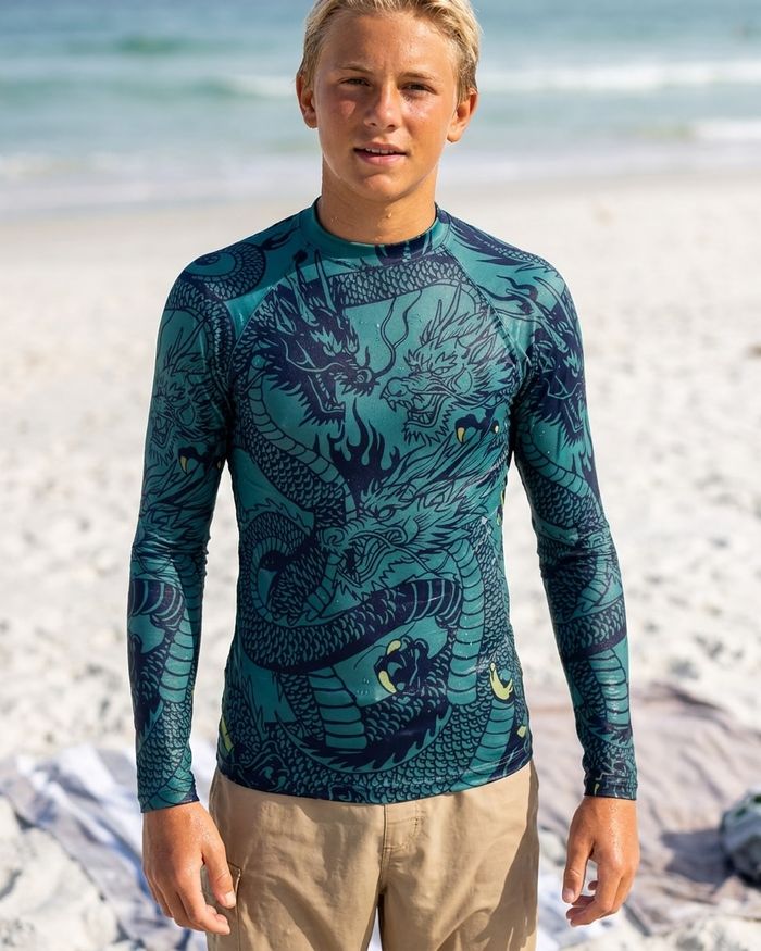 Rashguard — Boys Transformative Teal Ember