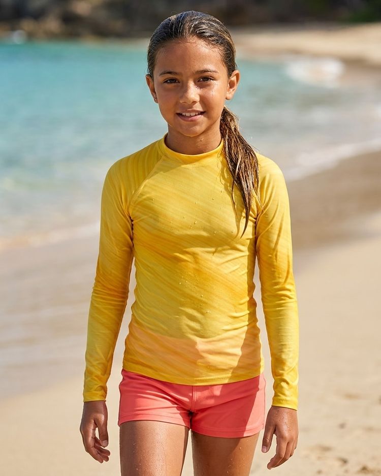 Girls Yellow Spectrum Rash Guard