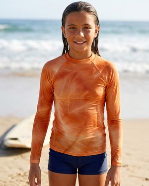 Girls Citrus Orange Frost girls rashguards