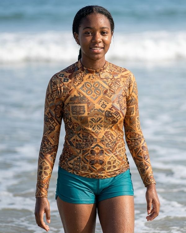 Geometric Azulejo Rash Guard rashguards