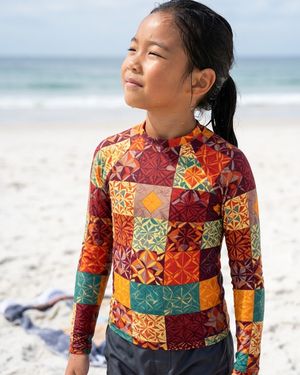 Girls Fiery Red Pulse girls youth rashguards