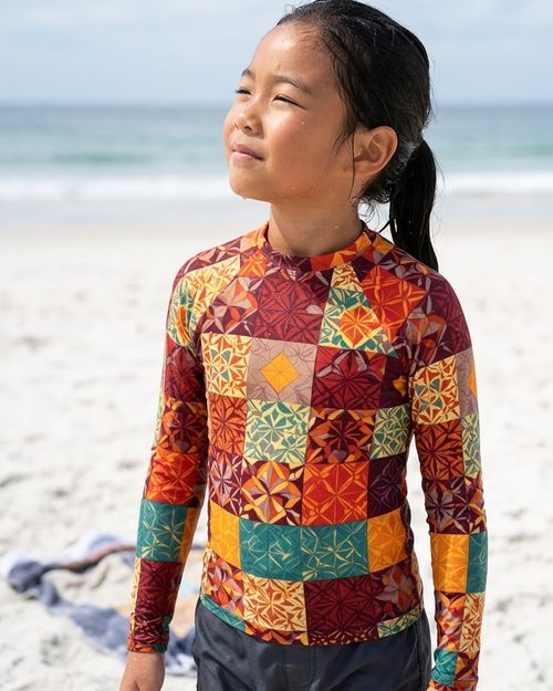 Girls Fiery Red Pulse girls rashguards