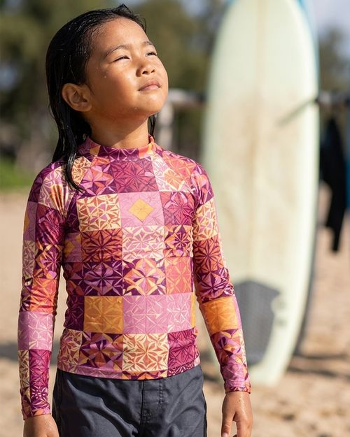 Girls Millennial Pink Pulse girls youth rashguards
