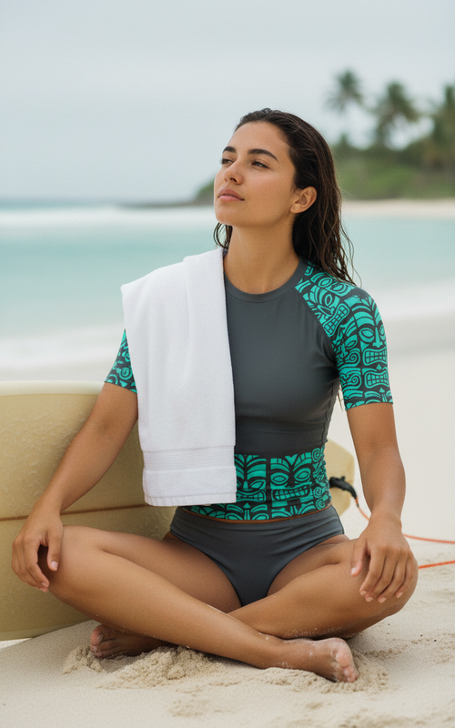 Women's Kapu Aqua women's short-sleeve rashguards