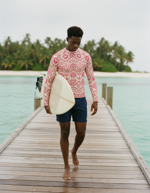 Hot Pink Rangoli Rash Guard Men's Rashguard — Dripper