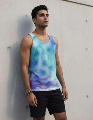 Men's Blue Aura Mosaic tank tops