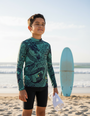 Kids Transformative Teal Ember kids rashguards