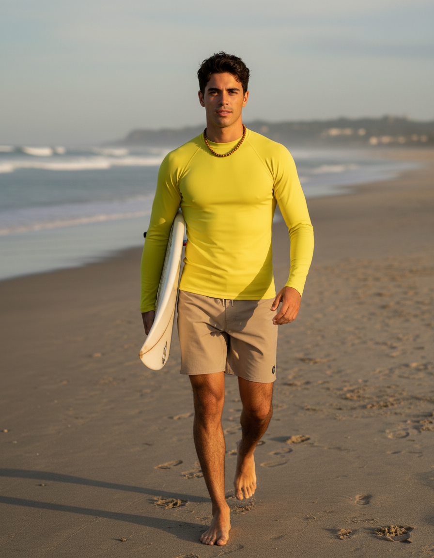 Rash guard in Lemon Yellow