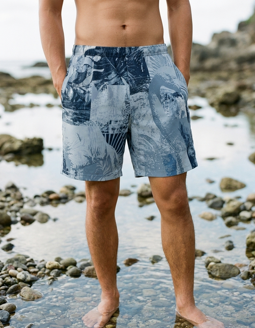 Blue Aura Flamboyance men's swim trunks