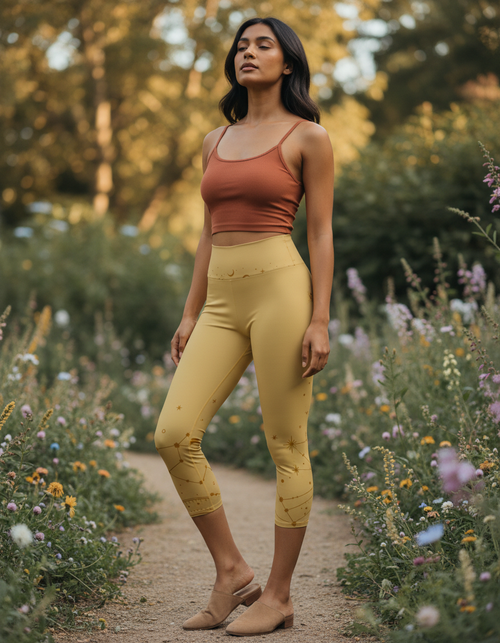 Lemon Yellow Nimbus Capri Yoga Leggings Capri Yoga Leggings — Dripper