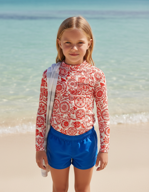 Fiery Red Echo Rash Guard Kids Rash Guard — Dripper