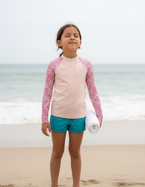 Millennial Pink Zellige Rash Guard Kids Rash Guard — Dripper