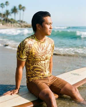 Men's Lemon Yellow Honua Uli men's rashguards