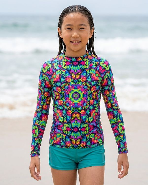 Kids Mandalas girls rashguards