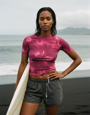 Women's Neon Pink Glacier women's short-sleeve rashguards