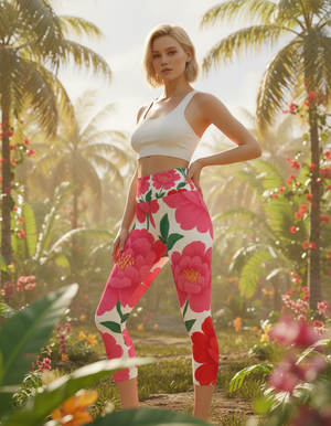 Peony capri yoga leggings