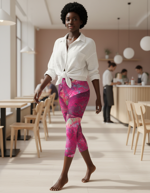 Hot Pink Prism capri yoga leggings
