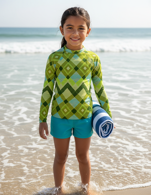Runway Chartreuse Horizon Rash Guard Kids Rash Guard — Dripper