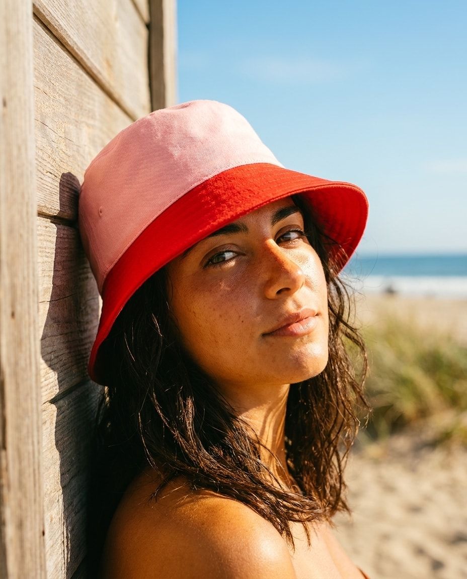 Fiery Red Navy & Powder bucket hats