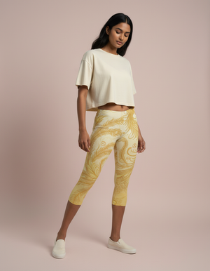 Lemon Yellow Ember Leggings Capri Leggings — Dripper