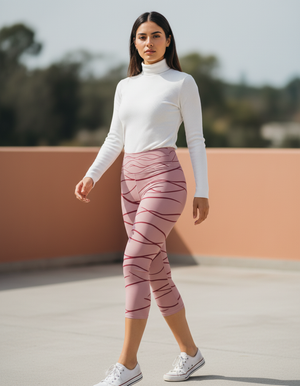 Dusty Rose Aqua capri yoga leggings