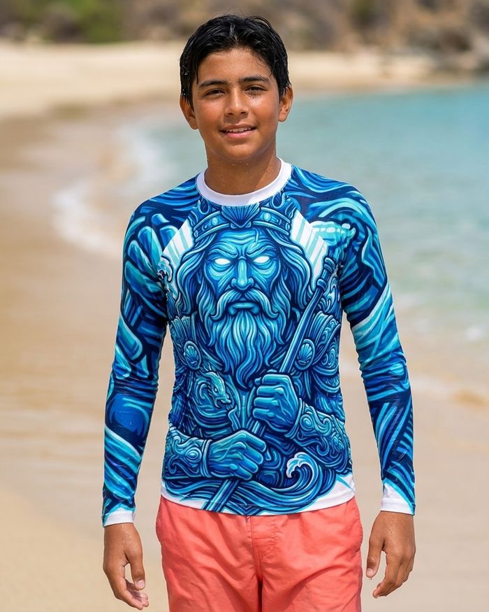 Rashguard — Boys Neon Poseidon (White)