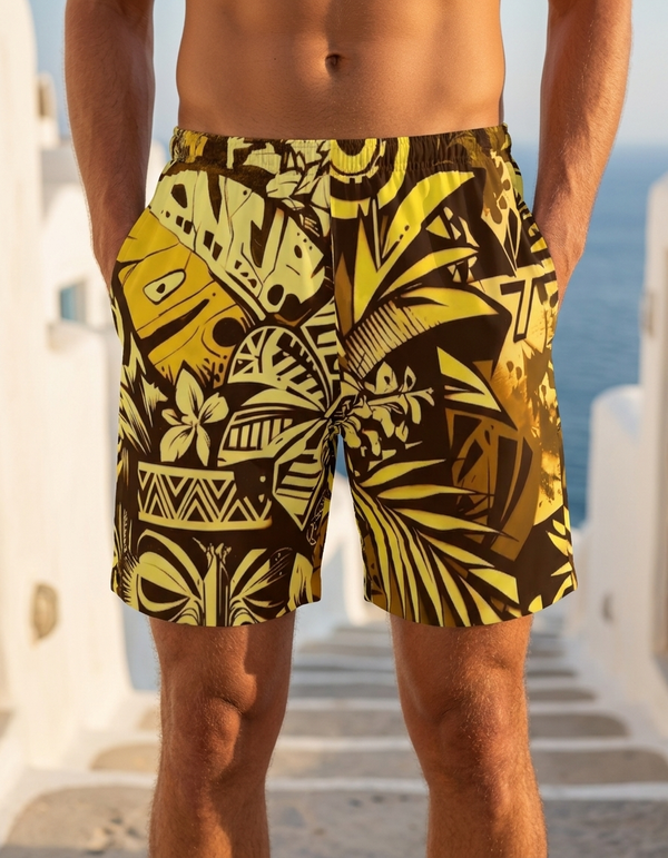 Men's Swim Trunks in Yellow Lani Lehua