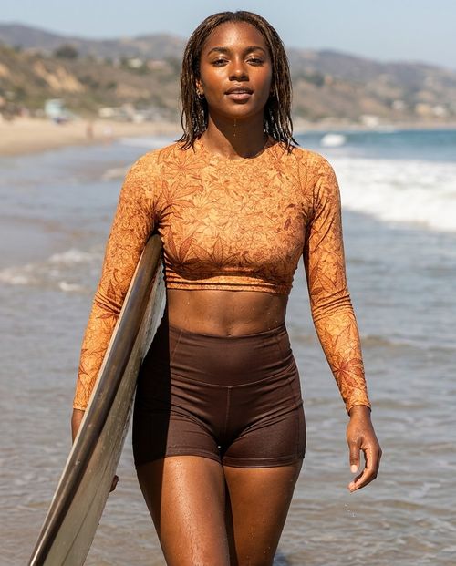 Women's Muskmelon Kumo Crop Top Rash Guard Women's Crop-Top Rashguard — Lolekai