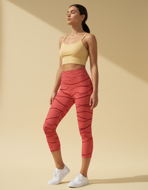 Fiery Red Aqua Capri Yoga Leggings Capri Yoga Leggings — Dripper