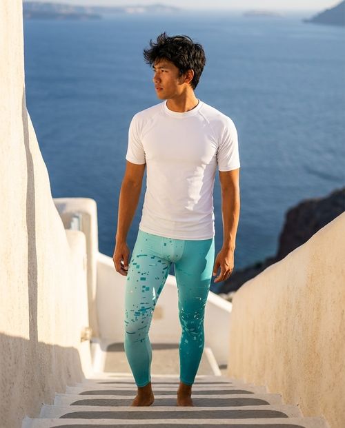 Turquoise Surge Leggings Men's Leggings — Lolekai