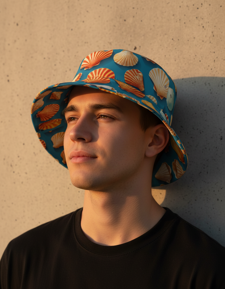 Ocean Whisper Coral Bucket Hat