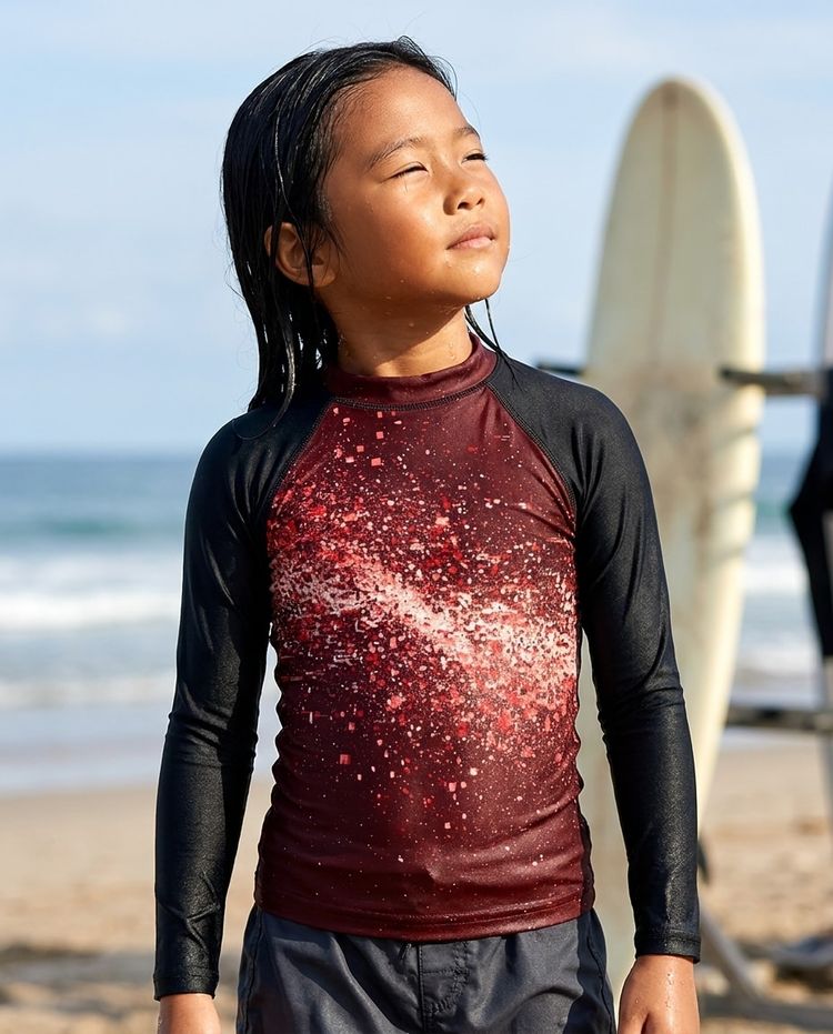 Girls Amaranth Pixelate girls rashguards