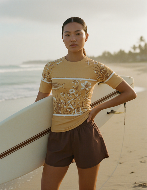 Mustard Chorus Rash Guard Men's Rashguard — Lolekai