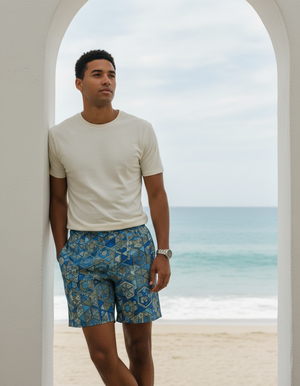 Blue Aura Yuzu men's swim trunks