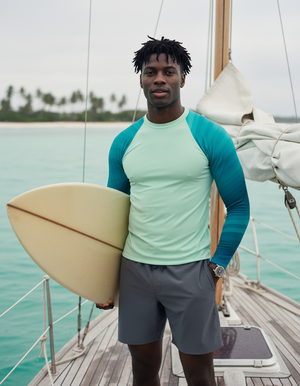 Transformative Teal Ripple Rash Guard bikini — Dripper