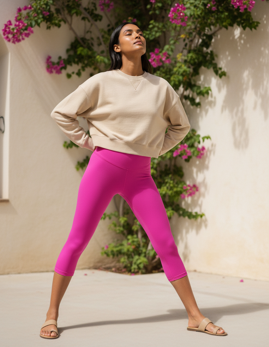 Capri Leggings in Shocking Pink