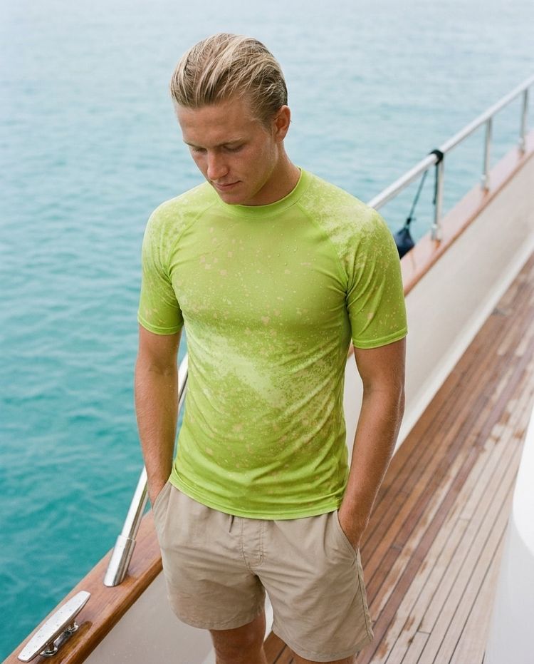 Men's Lime Pixelate men's short-sleeve rashguards