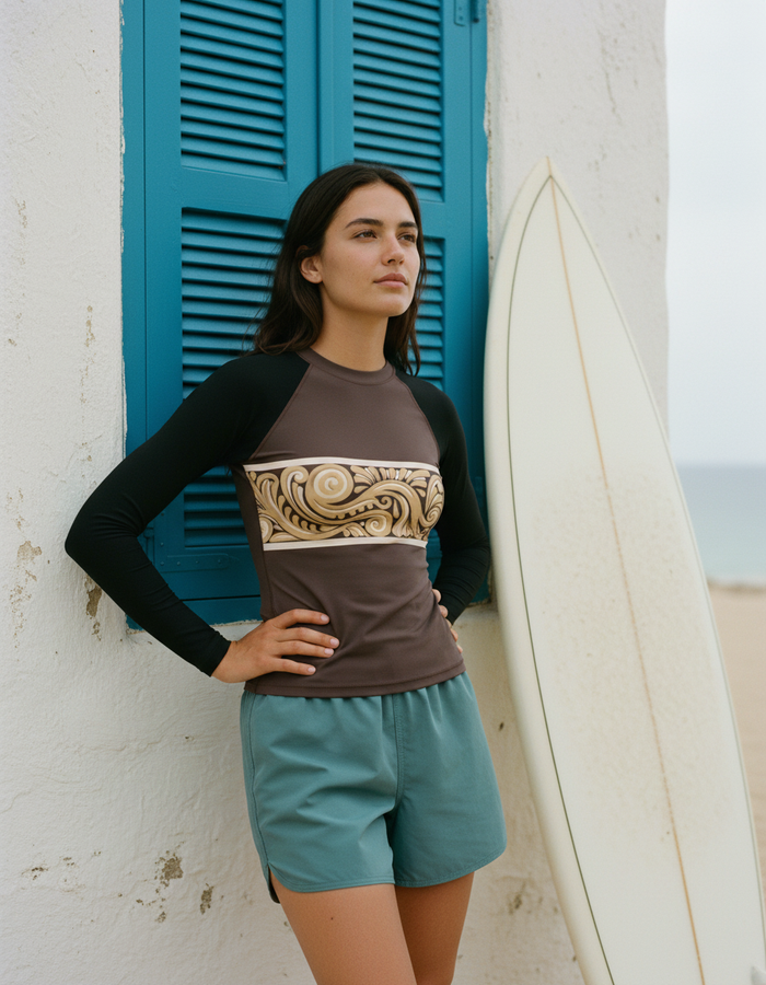 Rashguard — Women's Charcoal Cocoa Procession