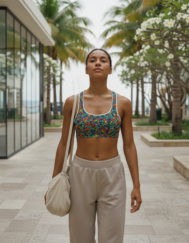 Abstract Fusion Chromatic Sports Bra