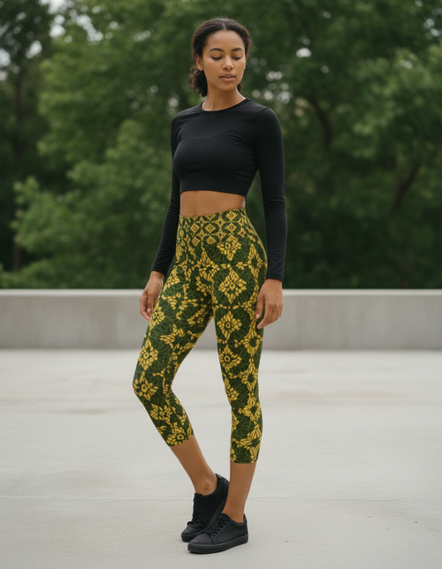 Runway Chartreuse Boca Capri Yoga Leggings Capri Yoga Leggings — Dripper