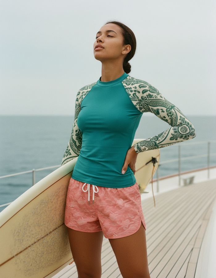 Rashguard — Women's Transformative Teal Sari