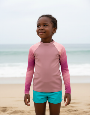 Dusty Rose Ripple Rash Guard Kids Rash Guard — Dripper