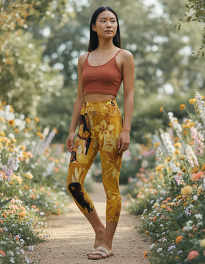 Lemon Yellow Tiare Leggings Capri Yoga Leggings — Dripper